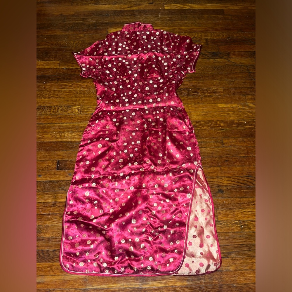 Red floral qipao dress